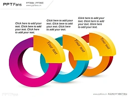 圆环3部分并列关系PPT模板