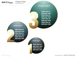 数字嵌入圆形三部分PPT下载