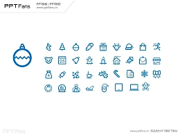 一组圣诞节主题PPT矢量图标