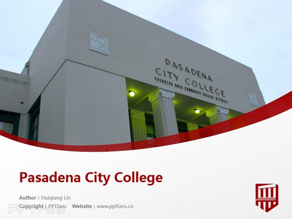 Pasadena City College powerpoint template download | 帕萨迪纳城市学院PPT模板下载_幻灯片预览图1