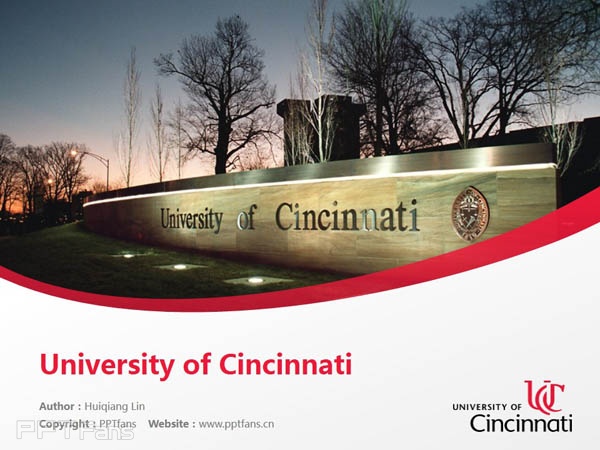 University of Cincinnati powerpoint template download | 辛辛那提大学PPT模板下载_幻灯片预览图1