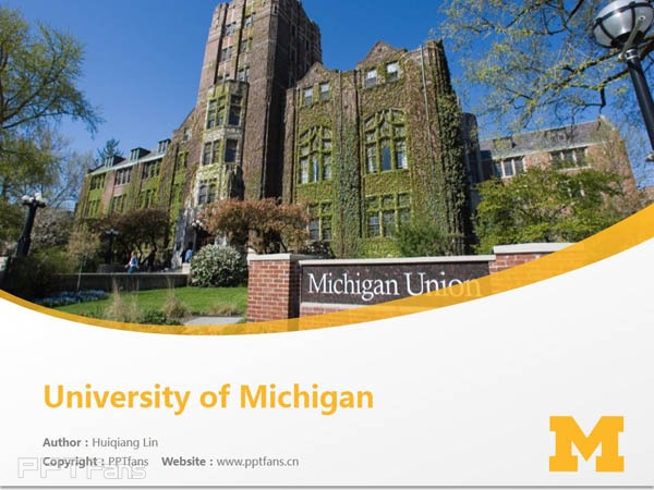 University of Michigan powerpoint template download | 密歇根大学PPT模板下载_幻灯片预览图1