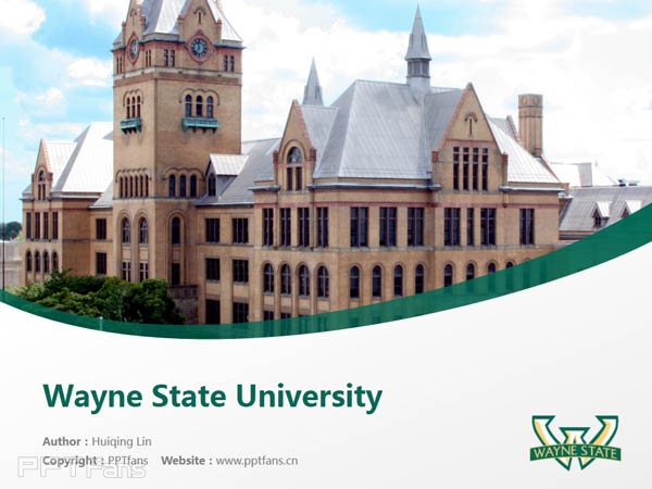 Wayne State University powerpoint template download | 韦恩州立大学PPT模板下载_幻灯片预览图1