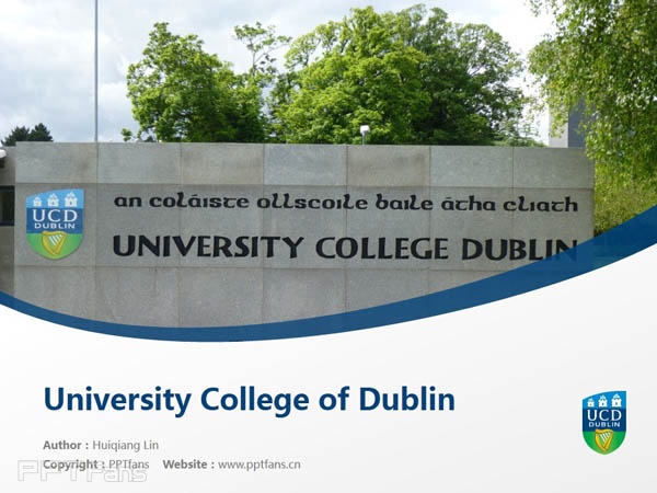 University College of Dublin powerpoint template download | 都柏林大學學院PPT模板下載_幻燈片預覽圖1