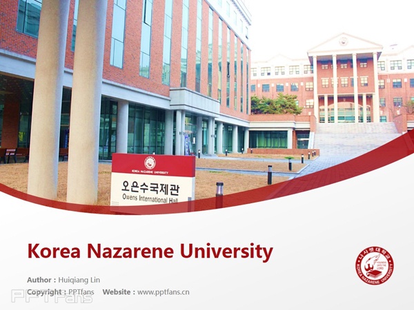 Korea Nazarene University powerpoint template download | 韓國拿撒勒大學PPT模板下載_幻燈片預覽圖1