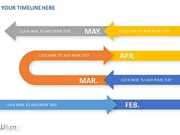 大尺度月份/年份时间线PPT模板