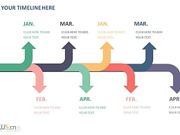 3套大气带弯曲箭头的时间轴PPT模板