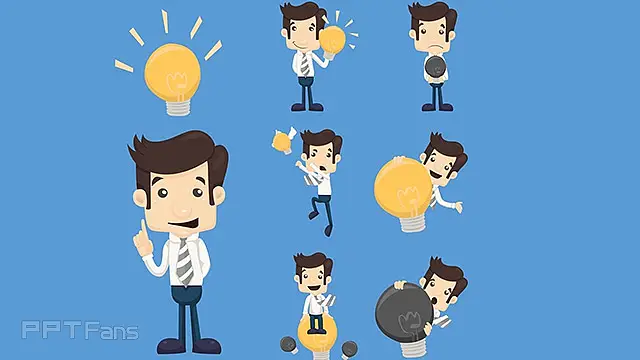 扁平化商务人物表情包PPT素材下载_预览图8