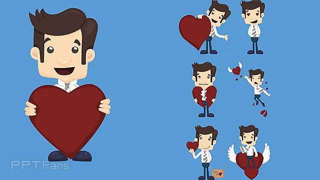 扁平化商务人物表情包PPT素材下载_预览图5