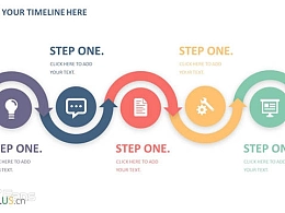 4个箭头首尾相接组成的4步骤PPT逻辑图示