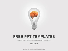 大脑内的灯泡PPT模板