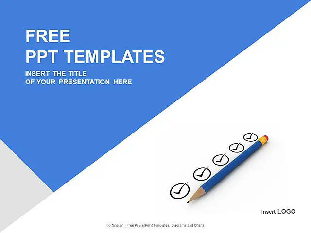 藍色鉛筆PPT模板下載_預覽圖1