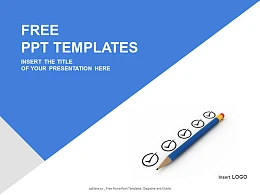 蓝色铅笔PPT模板下载