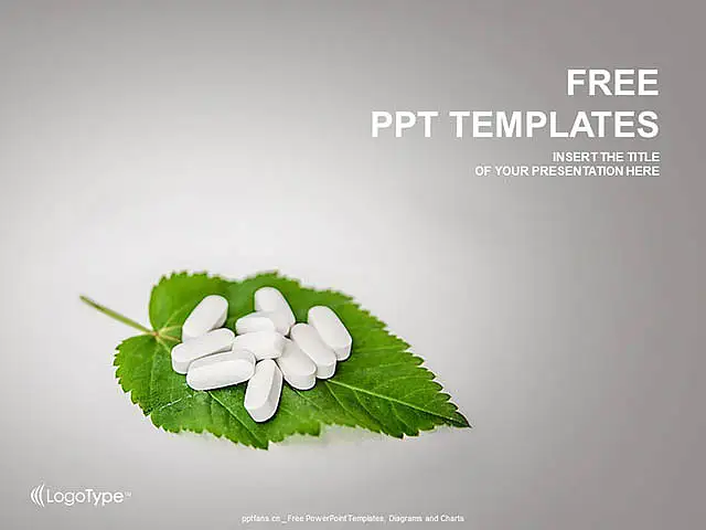 叶子上的药片PPT模板下载_预览图1