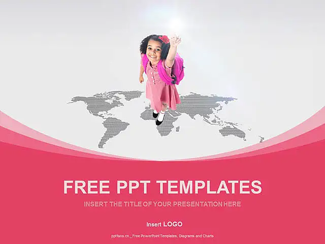 地图上的小女孩PPT模板下载_预览图1