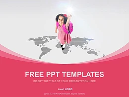 地图上的小女孩PPT模板下载