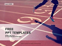 跑道上的运动员PPT模板下载