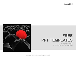 黑伞中的红伞PPT模板下载