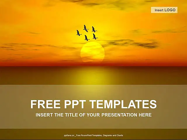 夕阳西下PPT模板下载_预览图1
