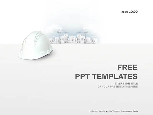 白色安全帽PPT模板下载_预览图1