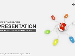 连着鼠标的地球PPT模板下载