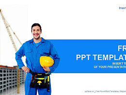 建筑工人/建筑行业蓝色PPT模板下载