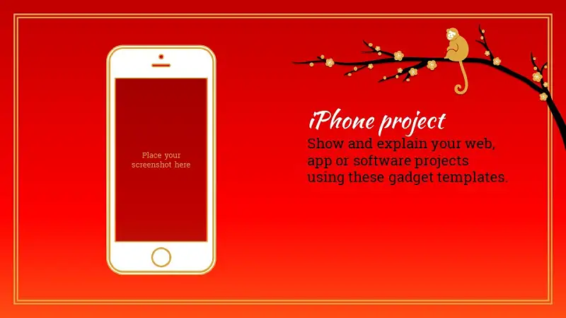 猴年春節(jié)中國紅背景梅花PPT模板_預(yù)覽圖21