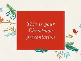 圣诞节插画风彩色PPT模板下载