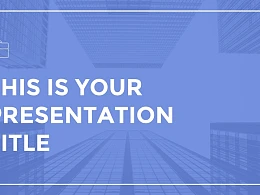 蓝色建筑线条风格汇报PPT模板下载