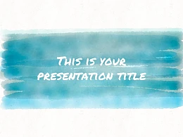 红黄蓝水彩线条画风格艺术PPT模板下载