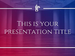 欧美建筑风格蓝红渐变PPT模板下载