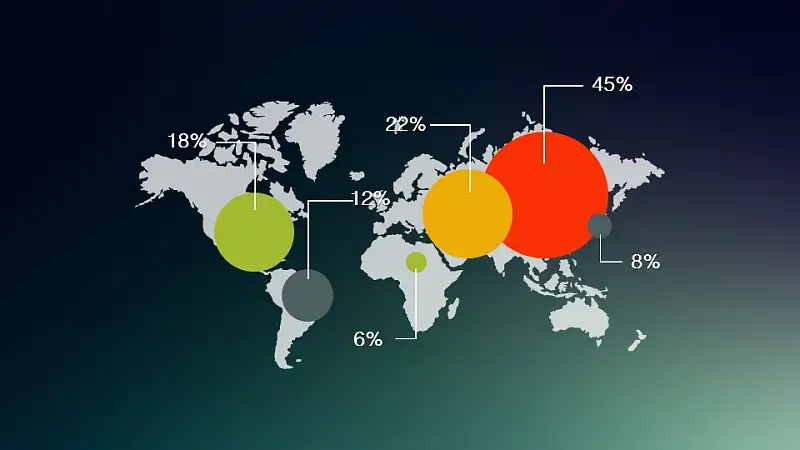 世界地图上布满散点图的数据分析PPT_预览图1