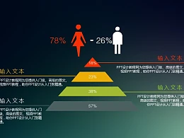 四层金字塔表现男女差异概念的PPT模板