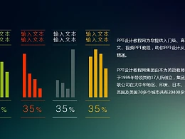 四个不同颜色的扁平化柱状图PPT素材
