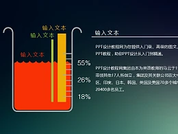 用烧杯不同水位表示不同数值的PPT模板下载