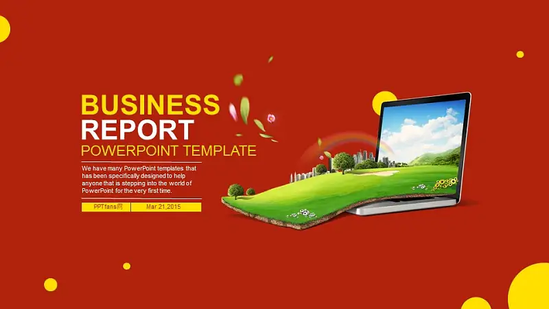 中国红商业报告PPT模板下载_预览图1