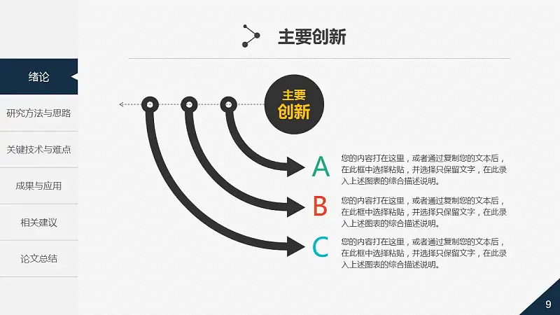 大學(xué)通用論文答辯時尚PPT模板下載_預(yù)覽圖9