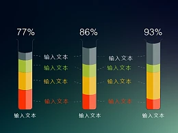多色彩个性柱状图PPT素材模板下载
