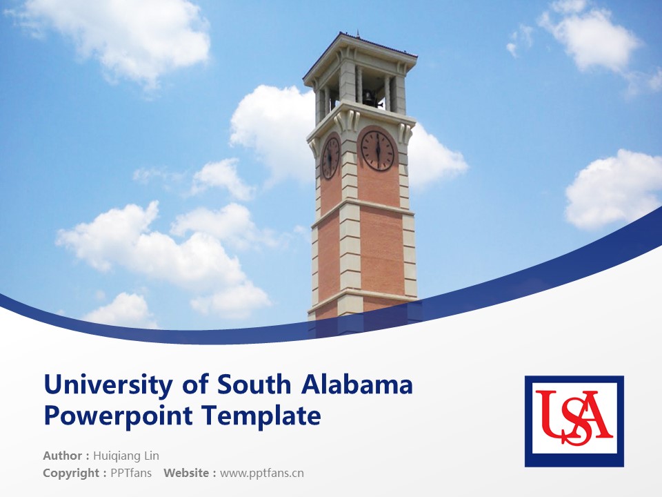 University of South Alabama Powerpoint Template Download | 美國南阿拉巴馬大學(xué)PPT模板下載_幻燈片預(yù)覽圖1