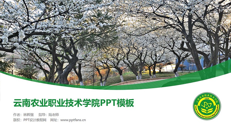 云南農業職業技術學院PPT模板下載_幻燈片預覽圖1