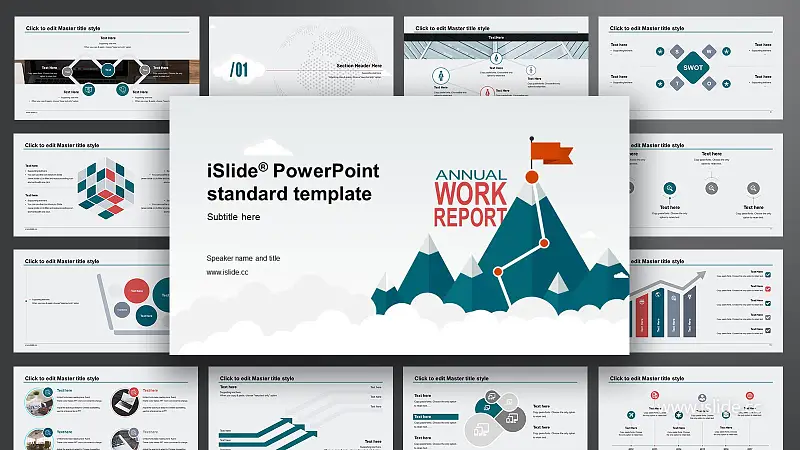 攀登雪峰可爱清新目标规划 iSlidePPT模板下载_预览图1
