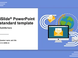 邮件传达简约卡通风格工作总结 PPT模板下载
