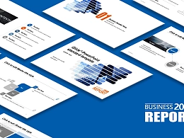 蓝色大厦简约商务风项目汇报 PPT模板下载