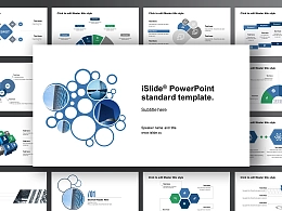 蓝色圆圈简洁抽象风工作汇报 PPT模板下载