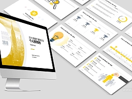 黄色简约商务风建筑行业个人述职报告 PPT模板下载