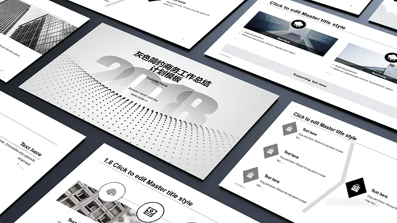 灰色简约商务工作总结 PPT模板下载_预览图1