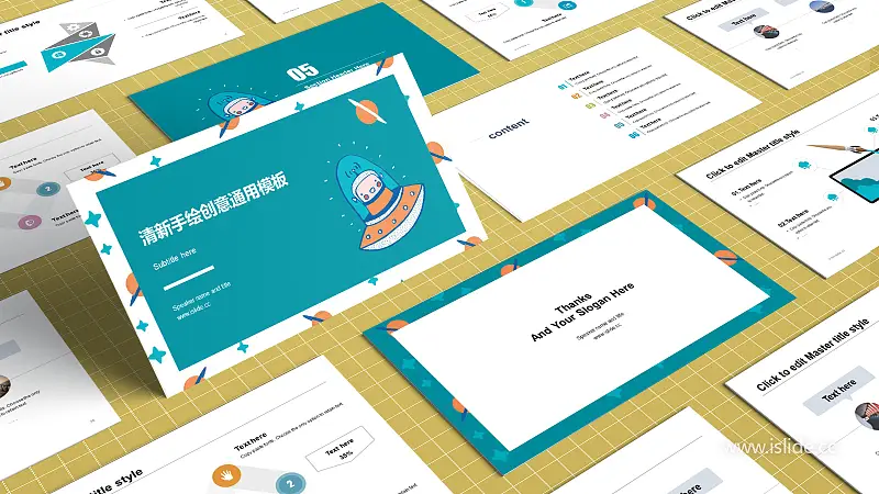 iSlide清新手绘创意卡通 校园相关PPT模板下载_预览图1