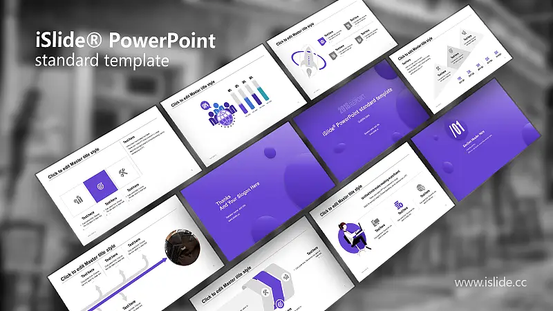 紫色简约商务工作PPT模板下载_预览图1