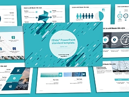 清新淡蓝流动线条商务主题PPT模板下载