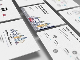 创意手绘扁平城市风总结报告PPT模板下载